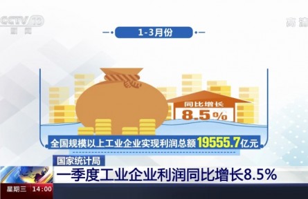 國(guó)家統(tǒng)計(jì)局：一季度工業(yè)企業(yè)利潤(rùn)同比增長(zhǎng)8.5%