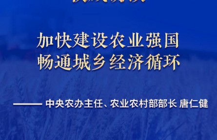 加快建設(shè)農(nóng)業(yè)強(qiáng)國(guó) 暢通城鄉(xiāng)經(jīng)濟(jì)循環(huán)——訪中央農(nóng)辦主任、農(nóng)業(yè)農(nóng)村部部長(zhǎng)唐仁健